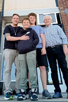 Dad, Jake, Boys outside shop